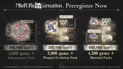 NieR Re[in]carnation rewards