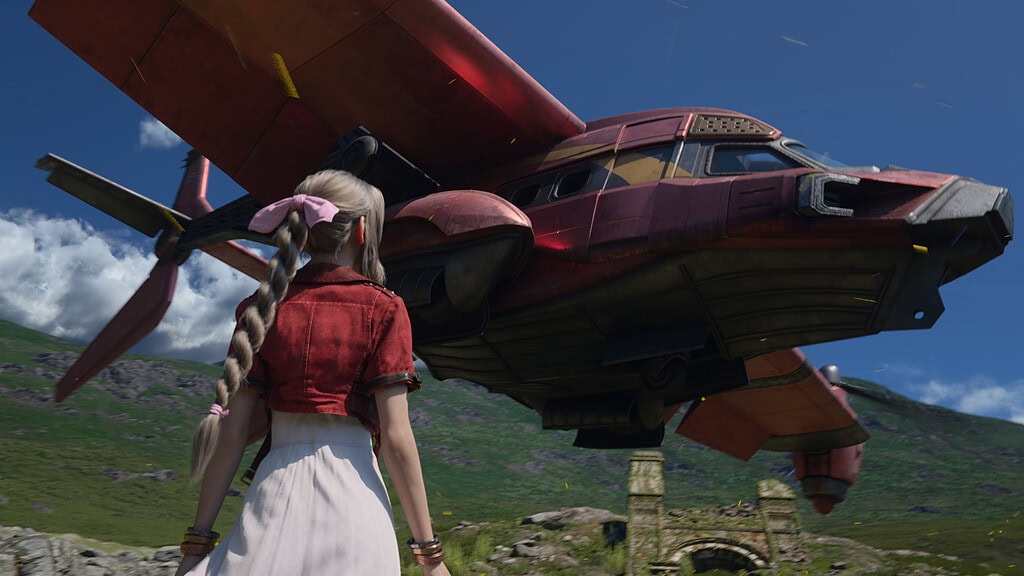 Aerith looking at the Tiny Bronco
